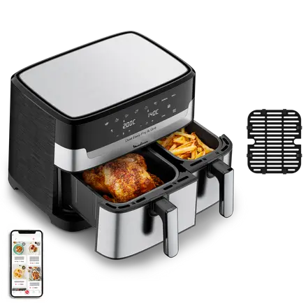 Fritadeira a AR dupla fritura fácil e grelhador 8,3 l Edelstahl